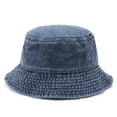 thumbnail image 2 of Eoperou Bucket Hat Solid Color Washed Vintage Anti-UV Sunscreen Decorative Denim Unisex Women Men Cap Headwear, 2 of 7