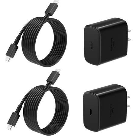 Type C Charger Fast Charging 2Pack USB C Super Fast Charger Block with 6FT USB-C Android Phone Cable for Samsung Galaxy S26 +/Ultra S25 S24 S23 S22 +/Ultra/ S21 S20/Tab S9/iPhone 17/16/15 and More