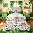 thumbnail image 2 of meiyoeat Boho Floral Dinosaur Twin Duvet Cover for Kids Boys Girls, Jungle Botanical Twin Bedding, White Green, Reversible, 2 Pieces, 1 Duvet Cover and 1 Pillowcase, 2 of 6