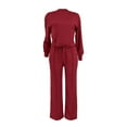 thumbnail image 7 of Scyoekwg Two Piece Outfits Women Sweatsuit Fall Outfits Long Sleeve Sweatshirt Jogger Sweatpant Casual Matching Outfits Fashion Outfits Sets (Wine,XL), 7 of 7