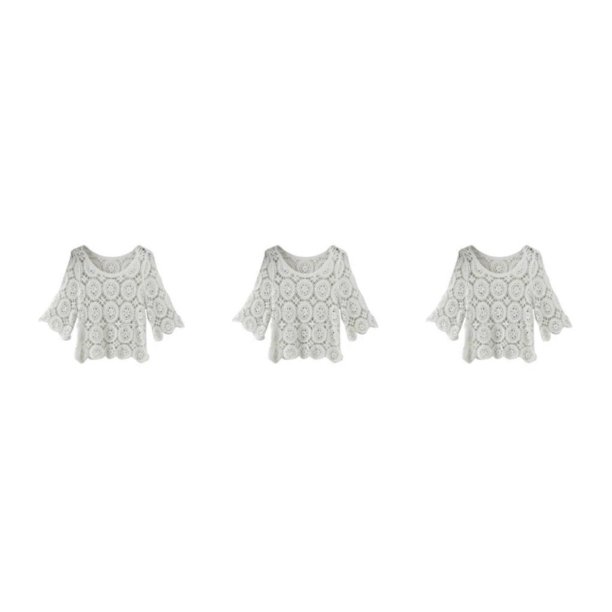 Qarigey Sexy ahueca hacia fuera la camiseta de ganchillo 3/4 manga cuello ropa ancha suelta patrón de flores pulóver blusa de playa para la Type2 NO2