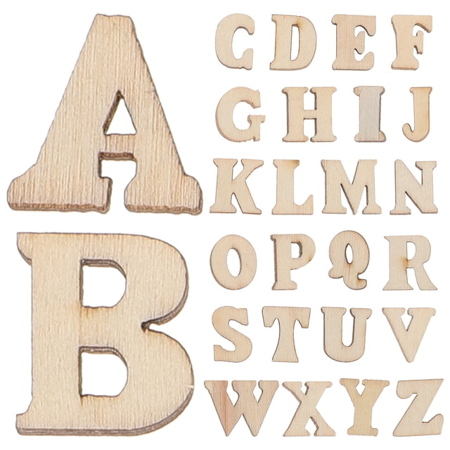 200pcs 15mm DIY Doodle Educational Toy Small Natural Wooden Slice Scrapbooking Embellishments DIY Craft Decor (English Letters Pattern)