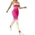 thumbnail image 1 of Gibobby Conjunto de yoga Conjunto de yoga para mujer Sujetador deportivo de fitness de color degradado sin Pantalones de cintura alta y levantamiento de cadera(Rosa, L), 1 of 4