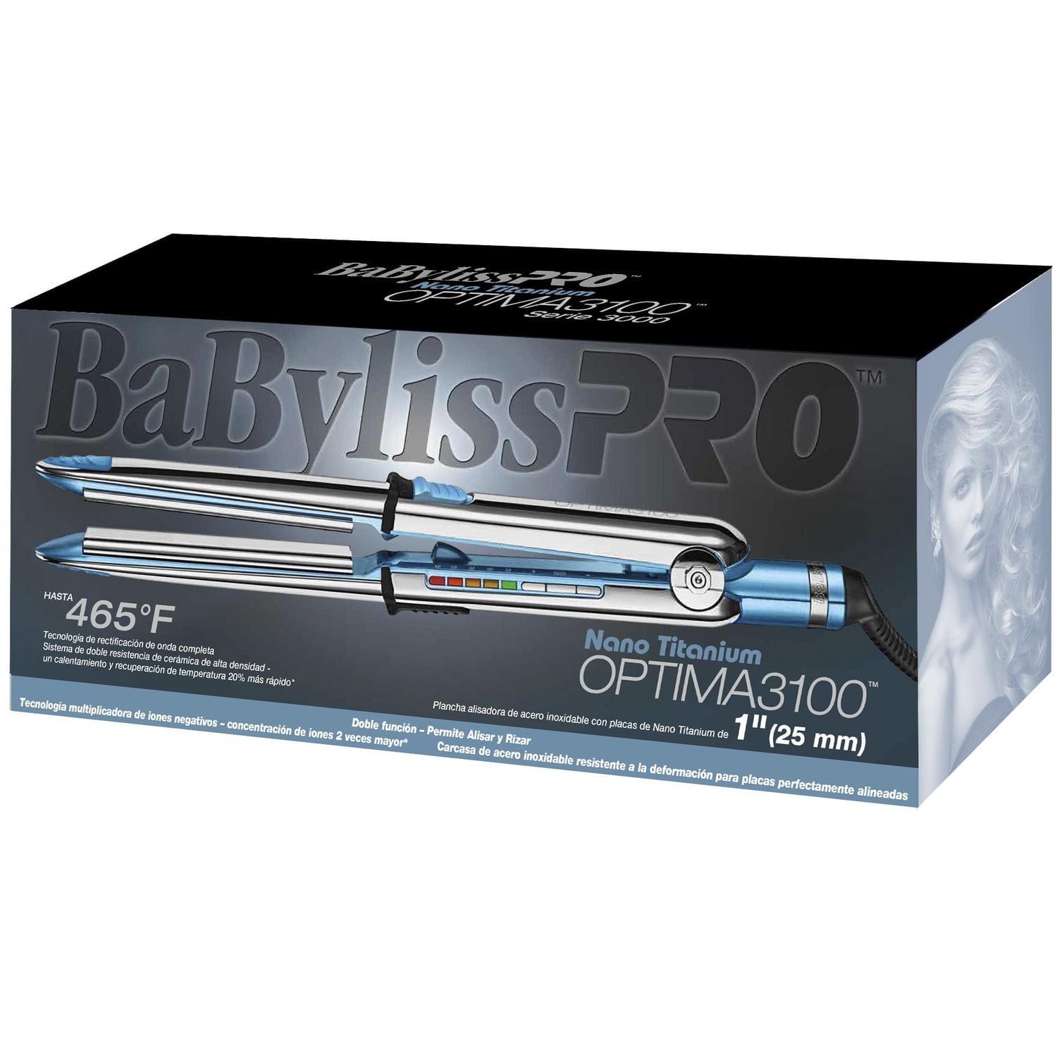 BaByliss Pro Optima 3100 Fer plat professionel en acier inoxydable de 1 po