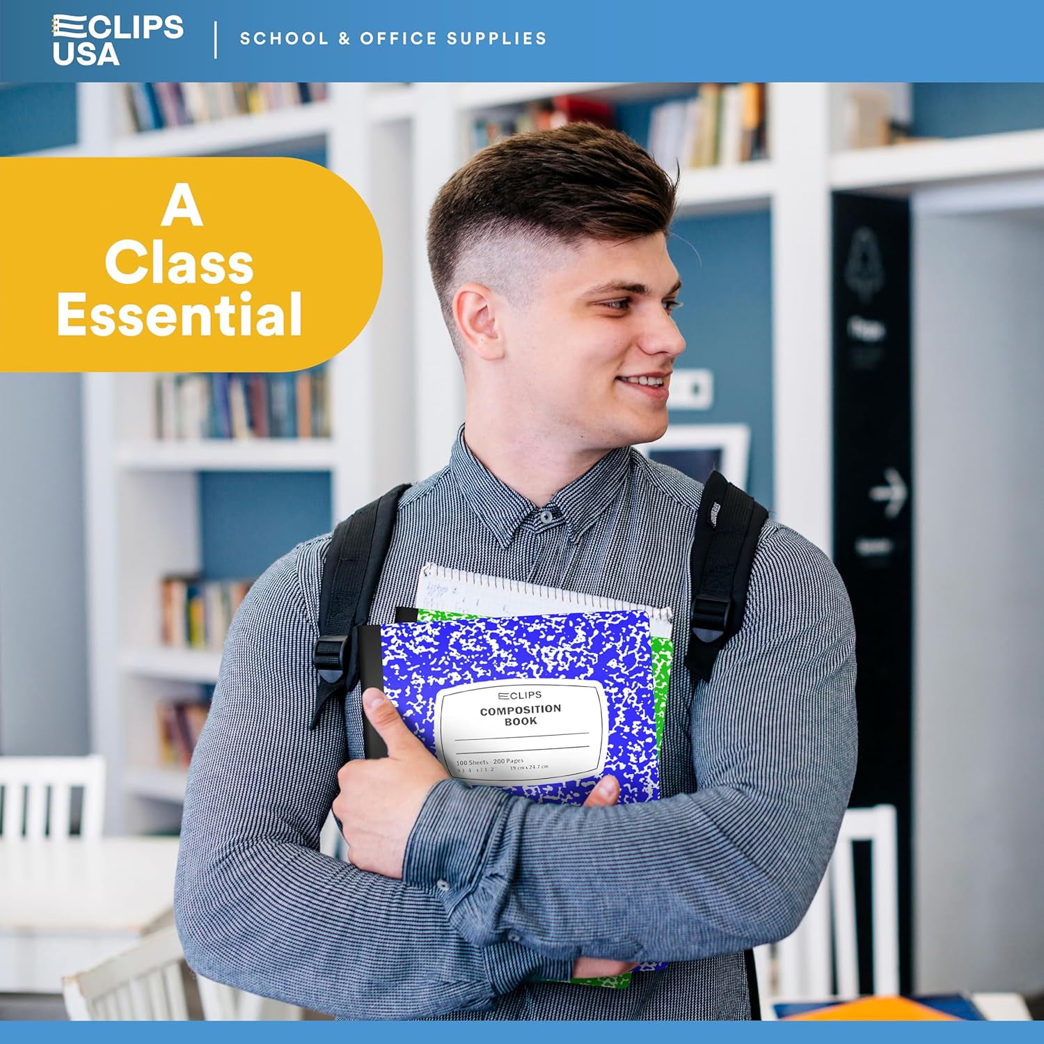 E-Clips USA 100-Sheet College-Ruled Hard Cover Composition Notebooks, Assorted Colors, 48-Pack Bulk