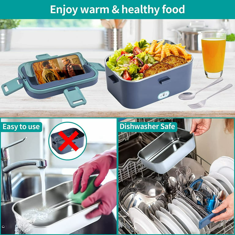  Electric Heating Lunch Box Portable Food Storage Container Food  Warmer Heater for Home Office US Plug 110V(Green): Home & Kitchen