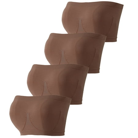 

Sehao Maidenform Bras for Women 4 Pieces Sports Bras for Women Plus Size Strapless Bra Bandeau Tube Padded Top Stretchy Yoga Fitness Bra Spandex Push Up Bras for Women