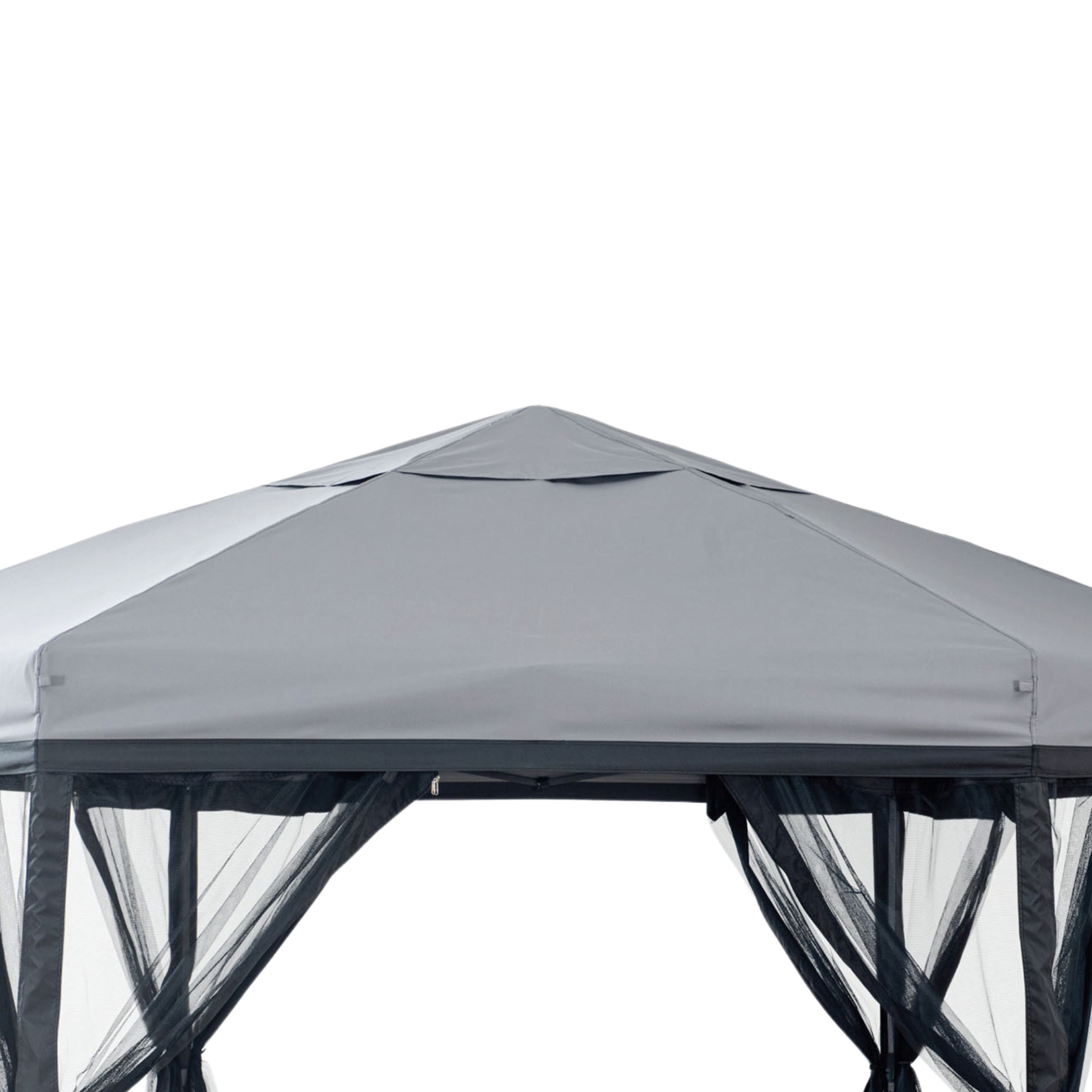 Furniture of America Aaron 11'x11' Outdoor Gazebo with Soft Top Canopy and Mosquito Netting, Gray