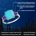 thumbnail image 2 of Gem Stone King 3.80 Ct Cushion Green Turquoise Purple Amethyst 10K White Gold Ring (Size 5), 2 of 6