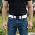 thumbnail image 2 of Mile High Life Canvas Web Belt | Cut to fit up to 52" | Flip-Top Matte Silver Nickel Buckle (White ), 2 of 7