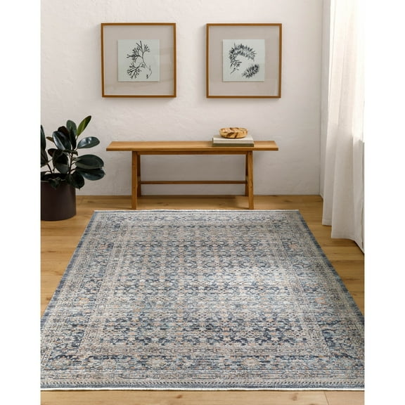 Livabliss x Becki Owens Margaret Medallion Washable Area Rug,7'10" x 10',Gray/Charcoal