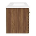 thumbnail image 3 of Wall Mount Sink Vanity Cabinet, Walnut White, Wood, Mid Century Hotel Bedroom Bathroom, Modern Contemporary HB34072, 3 of 11