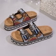 thumbnail image 5 of Big Buckle Sandals Women,Women's Sandals,Women Platform Sandals Rhinestone Beaded Pearl Double Buckle Bohemian Luxury Beach Summer Vacation Shoes 5cm Height Increasing Comfort Slides,Black,5.5, 5 of 6