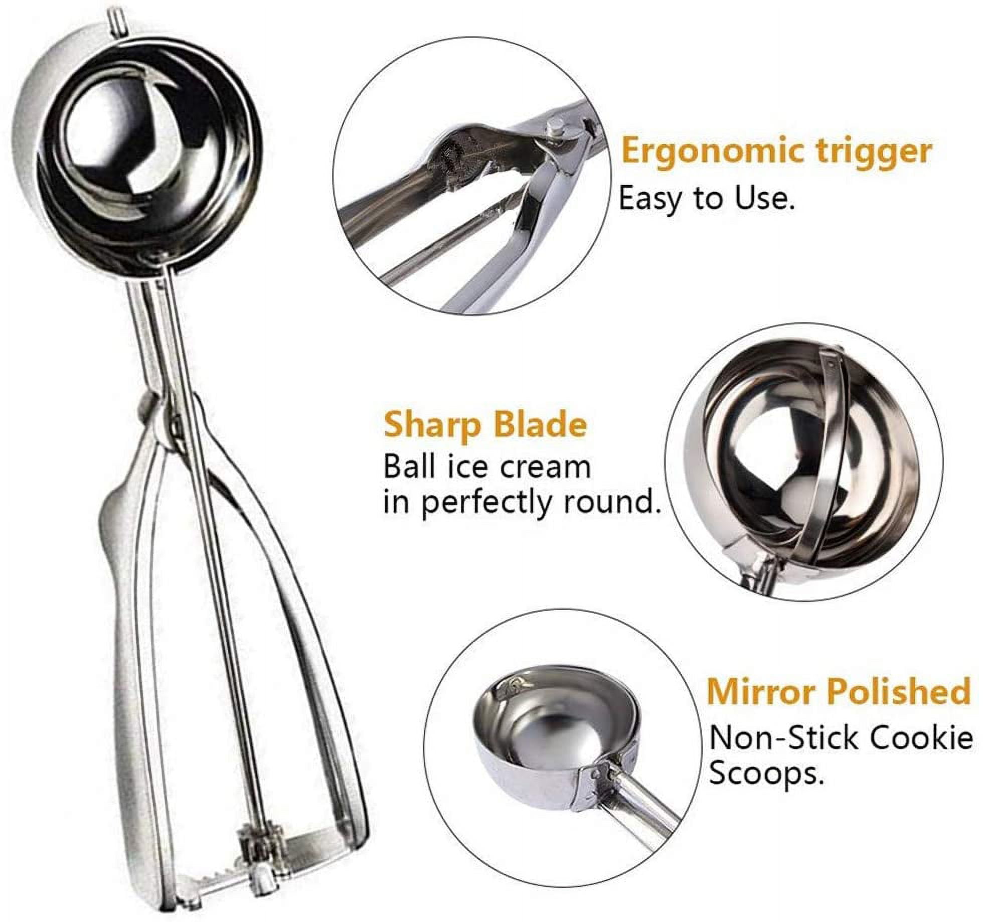 AngJi angji cookie scoop for baking - small size - 18/8 stainless steel  durable cupcake ice cream cookie dough scooper - 1/2 tablespo