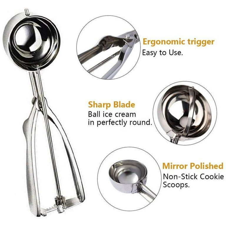 Cookie Scoop Set 3 PCS,With Trigger(S+L+M)Size Stainless Steel Ice Cream  Scooper