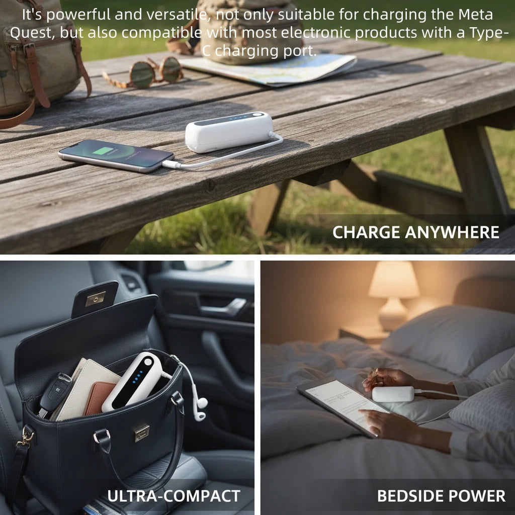 Battery Pack for Meta Quest 2/3/3S,5V2A  fast charge,  5000mAh Head Strap Battery Charger for Oculus Quest 3/3S Accessories -Lightweight & Portable Rechargeble Extended Battery Extra VR Playtime.