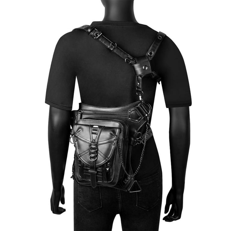 Motorcycle Women Men Waist Bag Fanny Pack Steampunk Thigh Belt Gothic  Shoulder Bags