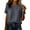 Gray, variant on Staron Women's Linen Button-Down Shirt Casual V-Neck Short Sleeve Loose Blouse Top, Black M
