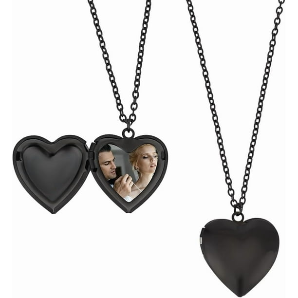 Collar con medallón en forma de corazón para mujer, colgante conmemorativo para fotos, material de acero inoxidable quirúrgico 316, dije para fotos, medallón personalizable para fotos