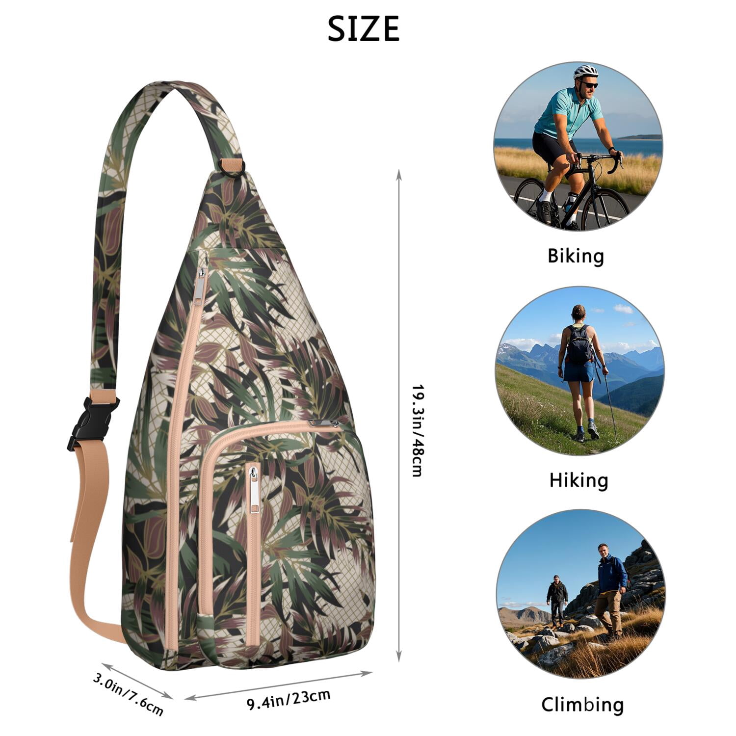 Hawaiian Hibiscus Tropical Floral Sling Bag, Lightweight Shoulder Bag for Women & Men