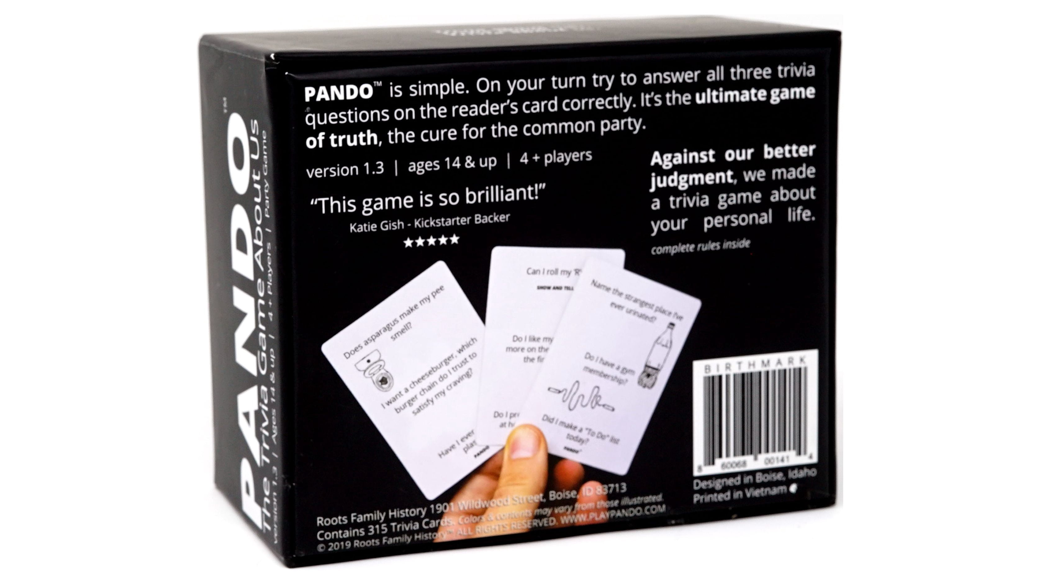 Pando - The Party Game Where You Try to answer Trivia Questions about Your Friends or Family