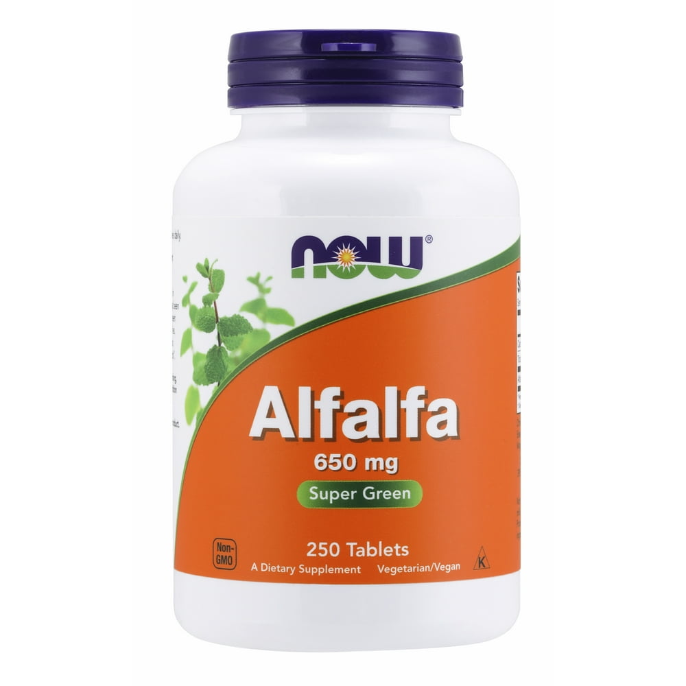 NOW Supplements, Alfalfa 650 mg source of Vitamin K, Green Superfoods