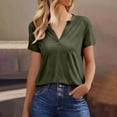 thumbnail image 4 of CHGBMOK Womens Summer Tops Short Sleeve Basic Casual V Neck T Shirts, 4 of 8
