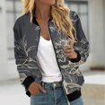 thumbnail image 2 of Articles en Liquidation Chemises pour Femmes Veste en Polyester pour Femmes Mode d'Automne Décontractée Veste Carrée Fine à Poches Blouse Manteau Haut Style Baseball, 2 of 5