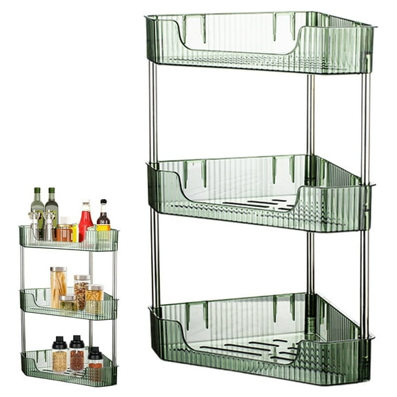 Storage Rack,3 Tier Corner Bathroom Counter Organizer Plastic Makeup Organizers Storage Countertop Vanity Trays Perfume Cosmetic Shelf For Bedroom Dresser Kitchen (Green)