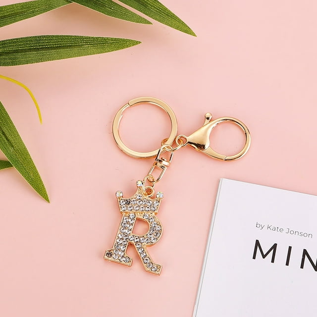 Stylish Metal Alphabet Letter Keychain Fashion Jewelry Accessory for Bags and Personal Items with Exquisite Encrusted Detailing