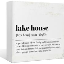 Zomyto 5x5 IN Lake House Decor,Lake House Decor for the Home,Lake House Wooden Box Sign Desk Decor