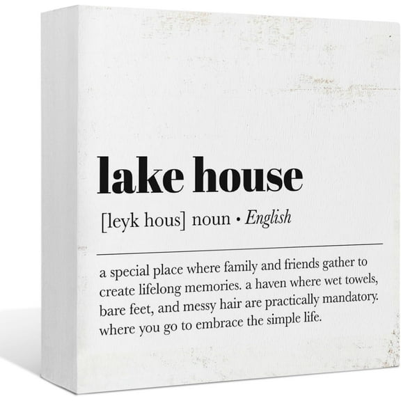 Zomyto 5x5 IN Lake House Decor,Lake House Decor for the Home,Lake House Wooden Box Sign Desk Decor