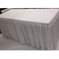 thumbnail image 2 of 8' Fitted Polyester Double Pleated Table Skirting Cover w/Top Topper shows White", 2 of 2