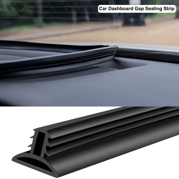 1.6m/5.24ft Car Windshield Edge Seal Universal Rubber Windshield Trim Seal Strip for Dashboard Dust & Noise Protection
