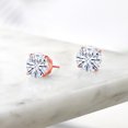 thumbnail image 4 of Gem Stone King 18K Rose Gold Plated Silver Stud Earrings for Women Men White Moissanite (8.00 Cttw, Round 10MM), 4 of 4