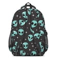 thumbnail image 3 of Alien and Star Black Pattern Backpack for School, Cute School Bag with Adjustable Shoulder Straps and Padded Back, 16.9"x12.6"x5.9", 3 of 5
