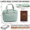 thumbnail image 6 of Bible Cover Case for Women, Large Bible Tote Bags Quilted Carrying Case with Shoulder Strap, Bible Study Supplies Journaling Kit, Christian Gift for Womenn (Green), 6 of 9