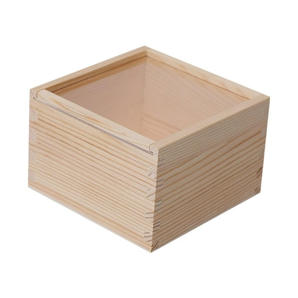Caja de madera organizadora de joyas, caja de recuerdos portátil, cajas de madera con cierre transparente 12cmx12cmx8cm