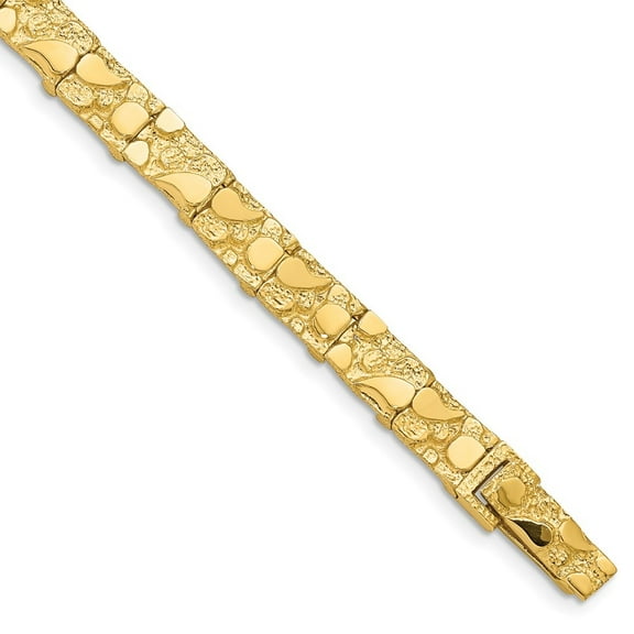 Diamond2Deal 14K Yellow Gold 7mm Nugget Bracelet for Men 8"