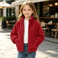 thumbnail image 6 of Posijego Kids Girls Boys Fleece Jackets Full Zip Casual Coats Spring Fall Sherpa Outerwear for Toddler, 6 of 9