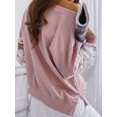 thumbnail image 4 of Sonducket Sudadera con capucha para mujer Perspectiva de encaje Top de manga larga Casual Cuello Sudadera suelta para niña, Negro, XL Prendas para la parte del cuerpo Rosado METRO, 4 of 6