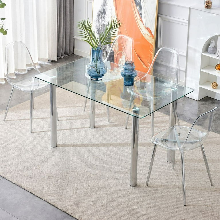 Minimalist glass dining table discount