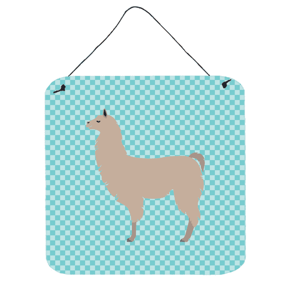 Carolines Treasures BB8090DS66 Llama Blue Check Wall or Door Hanging Prints, 6 x 6 in.