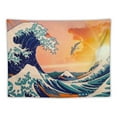 thumbnail image 5 of PRATYUS The Great Wave Tapestry Japanese Ocean Wave Wall Tapestry Cherry Blossom  Sunset Tapestry Mountain Hanging Kanagawa Tapestry for  Living Room Bedroom Decorations  Painting, 5 of 6