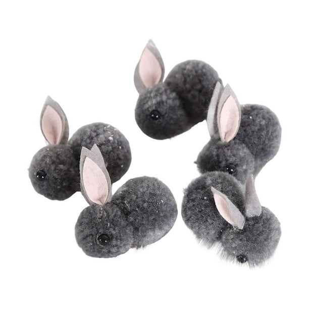 5Pcs Easter Rabbit Stuffed Animals Toys Soft Tiny Dolls Plush Mini Bunny  for DIY Gray 