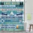 thumbnail image 2 of Lake Rules Shower Curtain,Farmhouse Blue Vintage Barn Door Wooden Inspirational Quotes,Rustic Cabin Lodge Camping Lake House Life Bathroom Accessories with Hooks,69X70 in, 2 of 7