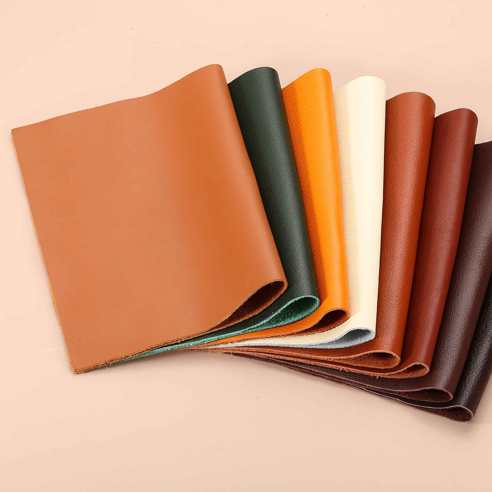 Uxcell 2 Pack Genuine Leather Sheet, 7.9" x 11.8" Cowhide Full Grain Leather Pieces, Pre Cut Sheets for Crafting, Sewing, Tooling, Sheath Making, Orange