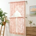 thumbnail image 2 of THD Pixie Floral Lace - Sheer 3 Piece Kitchen Curtains Set, Window Swag Valance + 36 inch Tiers Set (Blush Pink), 2 of 4