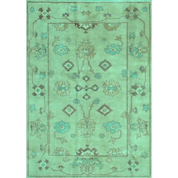 Ahgly Company Machine Washable Indoor Rectangle Persian Turquoise Blue Traditional Area Rugs, 5' x 7'
