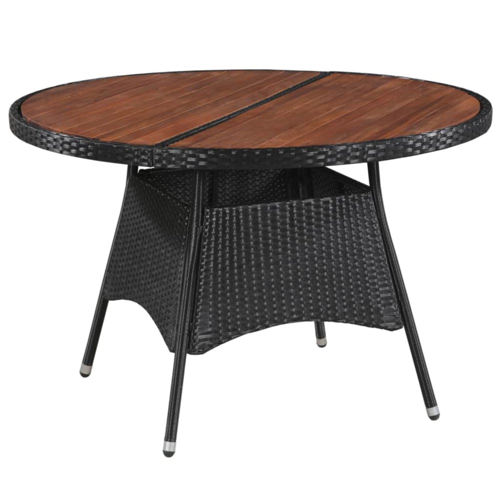 vidaXL Garden Table 45.3"x29.1" Poly Rattan and Solid Acacia Wood